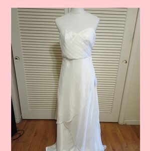 Lulus Pearl White Strapless Bridal Dress Size M